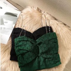 Women's Sexy French Bra Top with Lace Back Strap, Short Chain Outerwear, Summer 2023 Sexy Base Layer