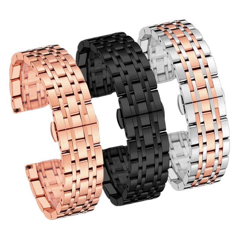 В наличии Оптовые звезды плоские из нержавеющей стали Твердые бабочки пряжки семь бусин ремешок часы браслет с дугой рот