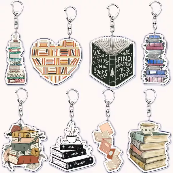 Cross-Border Bestseller Pastel I Heart Floral Book Keychain Ring Accessory Pendant Keychain Charm