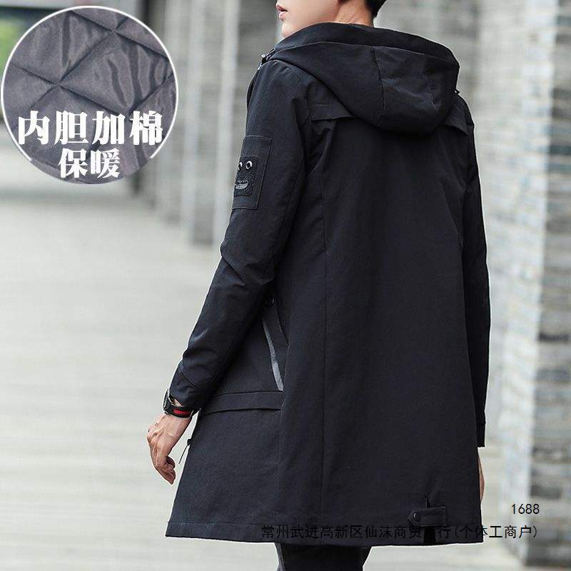 Men's mid-length trench coat, new autumn and winter style, Korean style casual jacket, hooded, trendy brand cape, handsome men's clothing