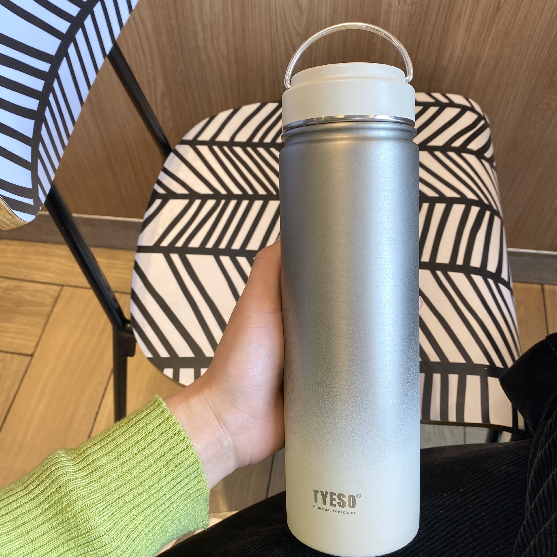 Taishuo Nuevo gradiente de metal natural recta Taza de vacío de acero inoxidable taza valor de la cara de gran capacidad estudiante portátil Taza de agua