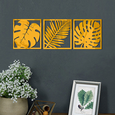 亞克力鏡子牆貼 創意DIY客廳臥室葉子花朵植物時尚裝飾畫鏡面貼