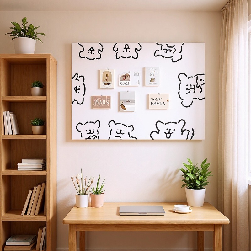 Cute Cartoon-Style Felt Board Decoration Photo Wall Board Wall-Mounted Adhesive Storage Cork Board Creative Message Board Wall Sticker