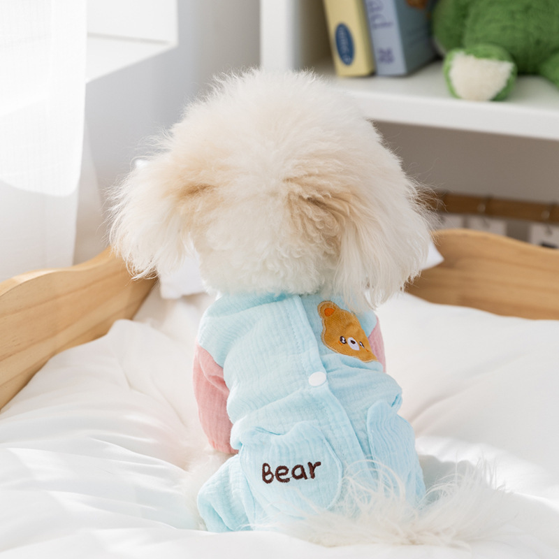 Primavera y verano delgada perros transpirables mallas de tela de malla abdominal gato ropa de aire acondicionado ropa para el hogar ropa de perros mascotas