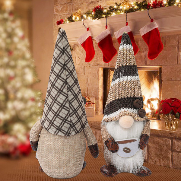 Qiaoding Christmas decoration standing plaid knitted hat faceless…