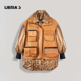 定制海宁真皮皮衣女中长款羊皮马甲内搭羽绒两穿韩版外套秋冬