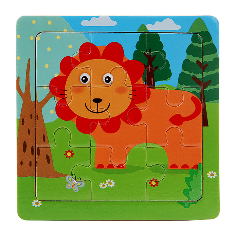 Puzzle infantil de madera mini 9 piezas puzzle puzzle puzzle animal de color pensamiento puzzle juguetes puzzle puzzle