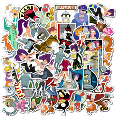 50張卡通動畫飛出個未來Futurama塗鴉貼紙汽車行李箱裝飾防水貼畫