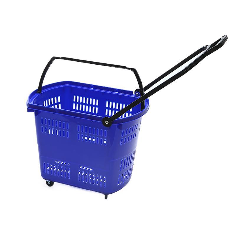 Cestas de compras de supermercado de tamaño grande con 4 ruedas Cestas de compras de plástico Cestas de compras de verduras de supermercado