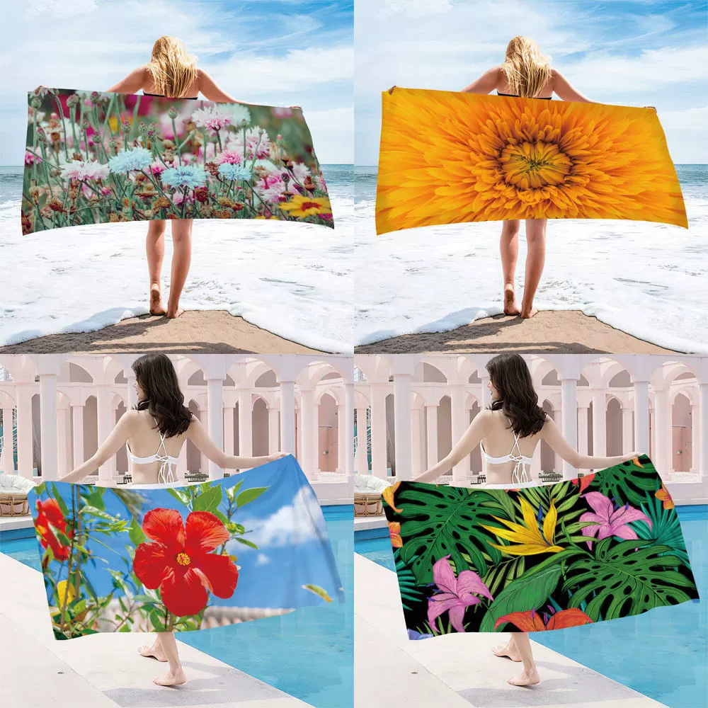 Трансграничная горячая Распродажа Цветочная маска мечты Длинная площадь пляжное полотенце Пот протрите банное полотенце из микрофибры быстросохнущее спортивное полотенце одеяло