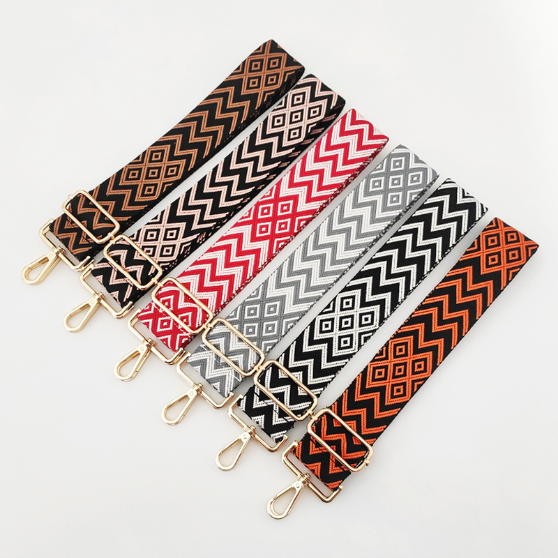 Polyester cotton Material Geometric Pattern New Colorful Wide Shoulder Straps Purse Accessories Strap Adjustable Shoulder Crossbody Replacement Burden Reduction Long Strap