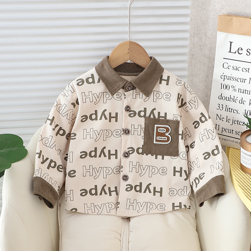 Ropa para niños camisa de letras para niños primavera y otoño 2024 nuevo chico guapo fresco primavera estilo coreano camisa de manga larga chaqueta