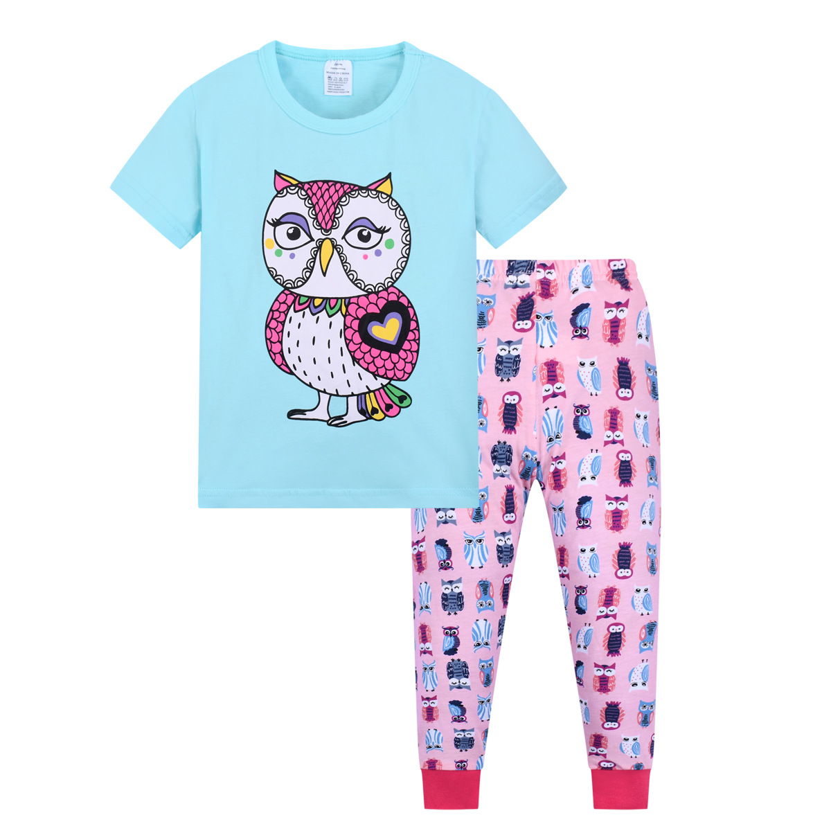 2023 niños de cuello redondo fino traje pijamas algodón verano aire acondicionado ropa europea y americana del hogar los niños ropa Comercio exterior al por mayor