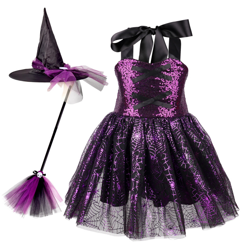 越境新品子供ハロウィーンパーティーの魔女がスカートを演じます。|undefined