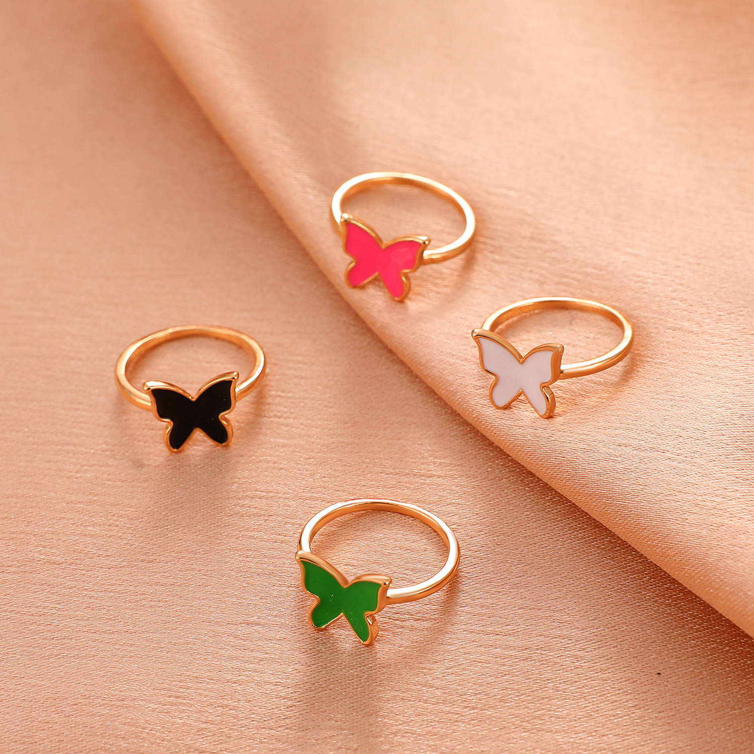 retro drip oil butterfly copper ring fashion color geometric index finger ring