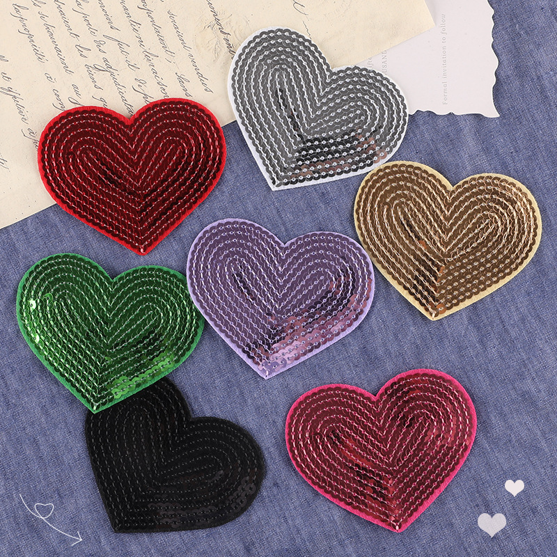 Computer embroidery label Sequin Love badge cloth label clothing accessories coat and hat accessories patch stickers adhesive embroidery cloth stickers
