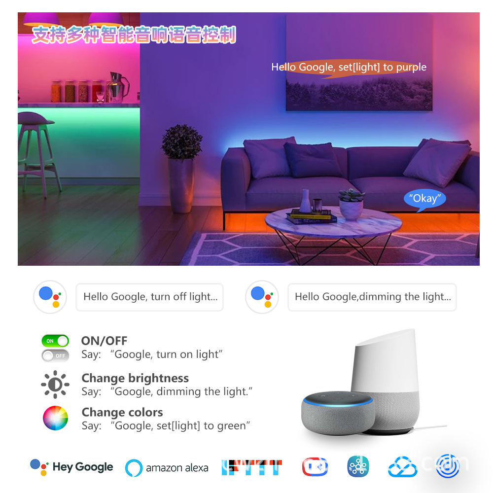 Tira de luz LED traje de graffiti música inteligente atmósfera impermeable tira de luz suave rgb5050 baja tensión 12V decoración comercio exterior