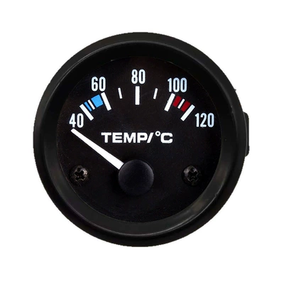 Car modification instrument 2-inch 52mm universal car black ring pointer water temperature gauge 40-120 ° Three-way connector + green shell