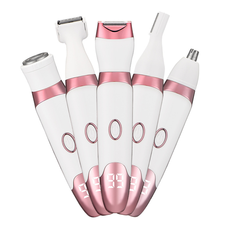Multifunctional Shaver Electric Hair Removal Instrument Shaver Five-In-One Digital Display Women's Body Private Hair Trimmer