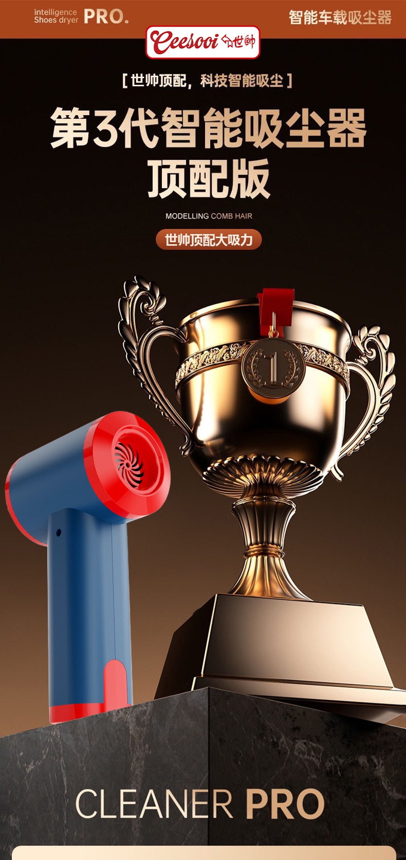 Shishuai Wireless Car Vacuum Cleaner, Super Strong Suction, Handheld, Small, High Suction, Dual-use for Car Interior, Suction and Blowing