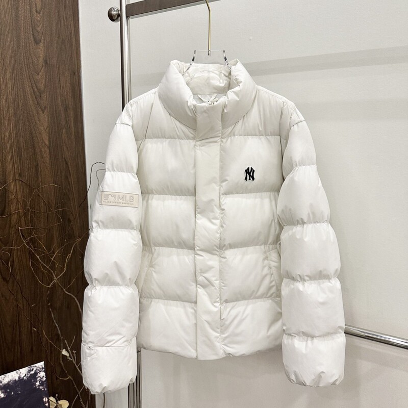 Putian Mlb Yankees Ny Button Small Label Embroidered Logo Short Bread down Jacket 80 White Duck down