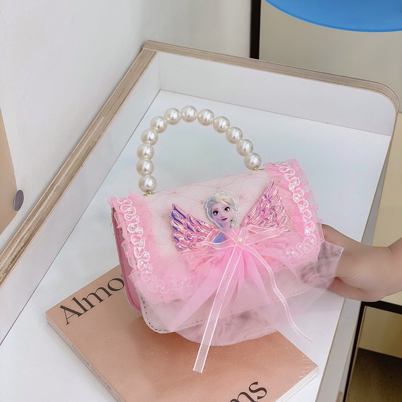 Bolsos infantiles, bolsos de moda princesa de perlas, bolsos de cambio de chicas lindas, bolsos de hombro de encaje