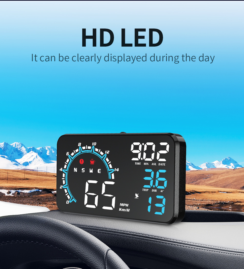 Cross-border high-definition digital display car monitor GPS universal car projector manufacturer in-stock HUD head-up display