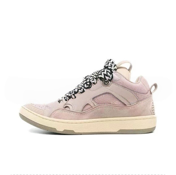 Putian Langfan hombres y mujeres costura de cuero con cordones CURB zapatos casuales deportivos zapatillas de deporte retro zapatos de papá nuevos transfronterizos