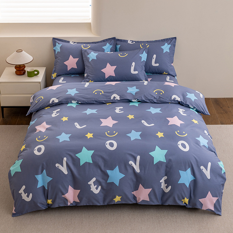 Mother and Baby Thickeneded Pure Cotton Four-Piece Set Small Fresh Cotton Bed Bed Sheets Quilt Cover Pillowcase Student Dormitory Three-Piece Cover Ins