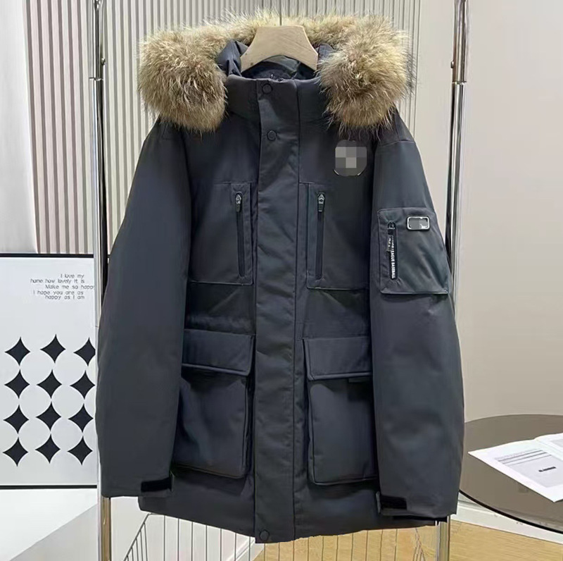 MLB冬季中长款羽绒服大毛领休闲连帽工装2代羽绒服情侣款男女同款|undefined