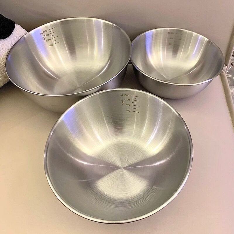 Stainless Steel Salah Basin Kitchen Household Cooking Basin with Scale and Basin Korean-style Egg Stirring Baking Basin Basin