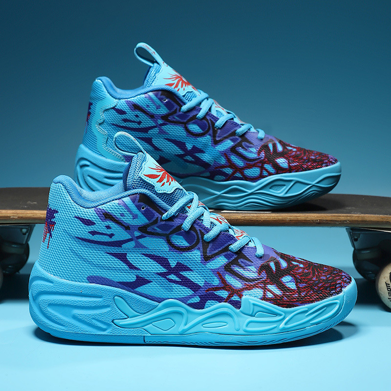 Tres bolas de cuatro generaciones de zapatos de baloncesto para hombres zapatos de fútbol de combate respirables estudiantes de secundaria fricción juvenil sonido Duck Duck zapatos de fútbol