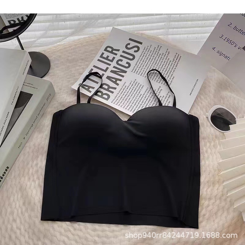 2023 nueva seda de hielo taza fija látex desgaste exterior camisola Delgado adelgazamiento cómodo desgaste interior belleza espalda envuelto pecho