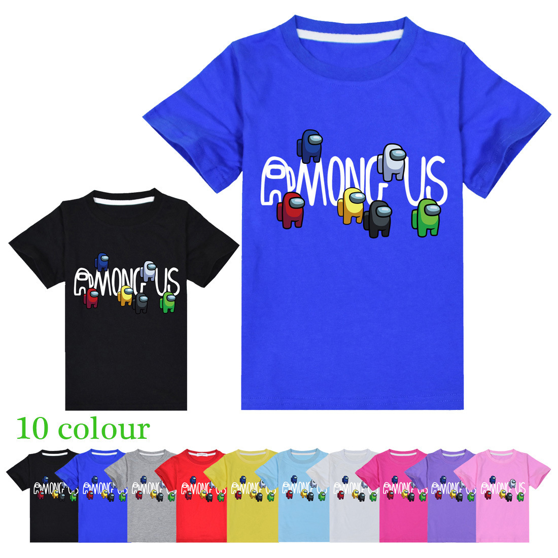 精棉 100-170 中大童短袖T恤 Among us  男女童短袖T恤T083