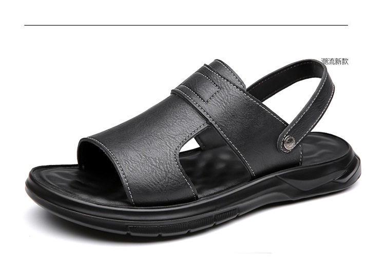 Dép sandal nam đế dày đúc phun, đế mềm chống trượt, hở ngón khoét lỗ thoáng khí đi biển — Màu nâu, màu xám, màu đen chi tiết 29