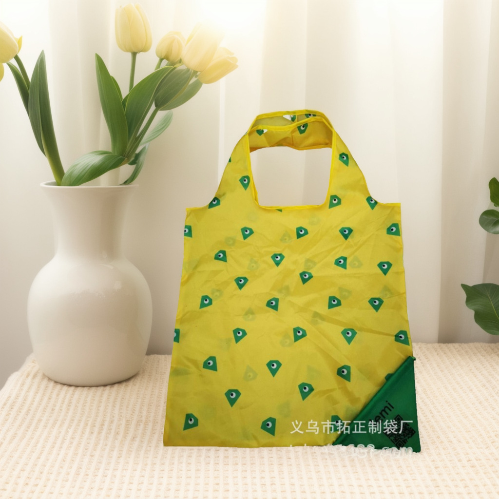 满版数码印刷折叠购物袋草莓袋爱心款涤纶牛津布