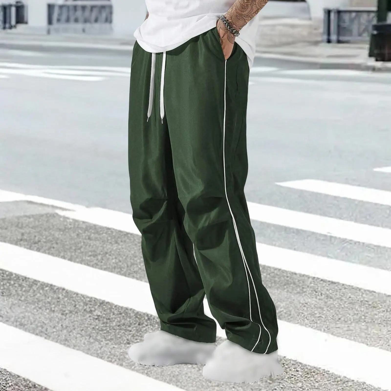 Men's Summer Sports Pants Casual Outdoor Size Side Stripe Straight Leg Cargo Pants_viptrois.com