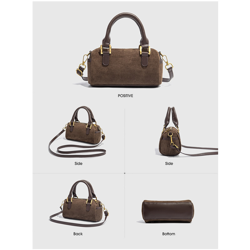Piccola borsa a tracolla boston in camoscio stile retrò donna_voghion.com