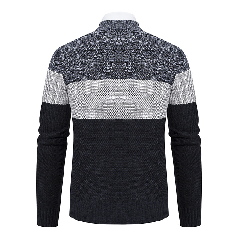 2024 Neuer Herbst/Winter-Plüsch-verdickter großer Pullovermantel mit Stehkragen und Farbblock-Strickjacke für Männer_voghion.com
