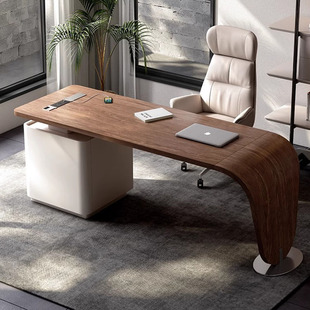 Medieval Style Walnut Solid Wood Desk Boss Desk Ceo Desk Study Room High-End Reception Workbench Desk Female
