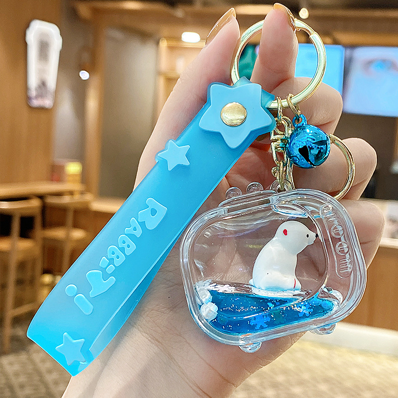 Flotante pequeño llavero de peces de colores para hombres y mujeres exquisito lindo botella a la deriva llave del coche colgante mochila colgante pequeño regalo