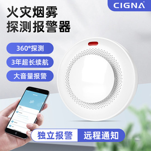 Cross-Border Certification Graffiti Wifi Smoke Alarm High Sensitivity Anti-Misreporting App Fire Remote Monitoring Alarm