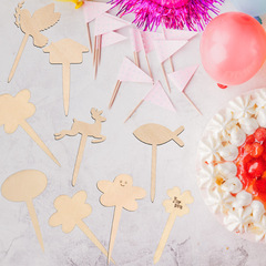 Wholesale wooden handicraft flower stand labels succulent tags plaque landscape markers carved mud wooden plates wood slices