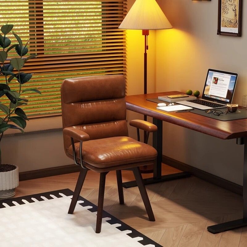 Computer Chair for Home Use, Made of Solid Wood, Comfortable for Long Sitting, Suitable for Study Room, Desk, Bedroom, Light Luxury Makeup Chair, Dormitory Chair with Backrest