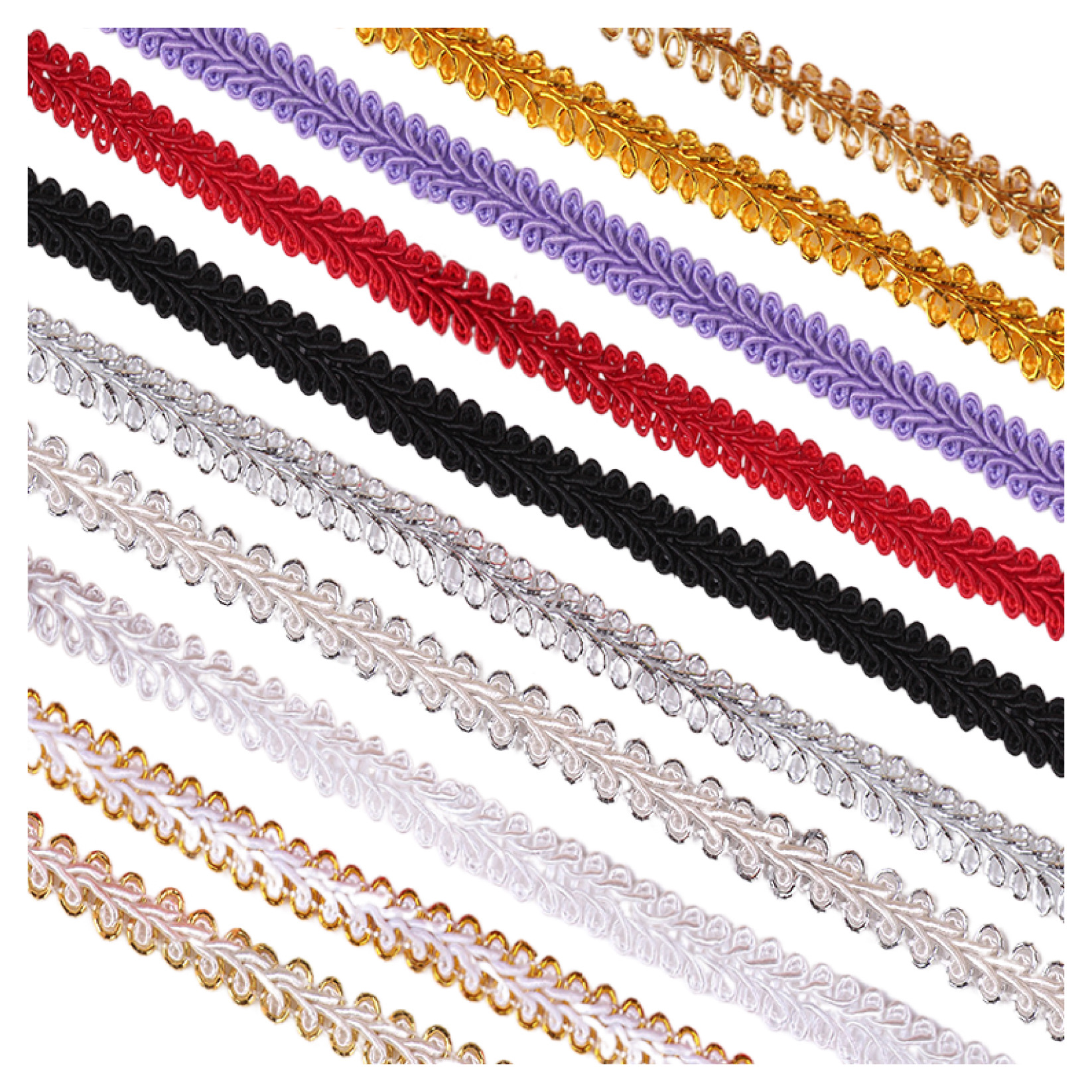 En stock venta al por mayor colorido onda encaje cuentas pequeñas y medianas curvas encaje Ropa Accesorios rendimiento oro lentejuelas encaje