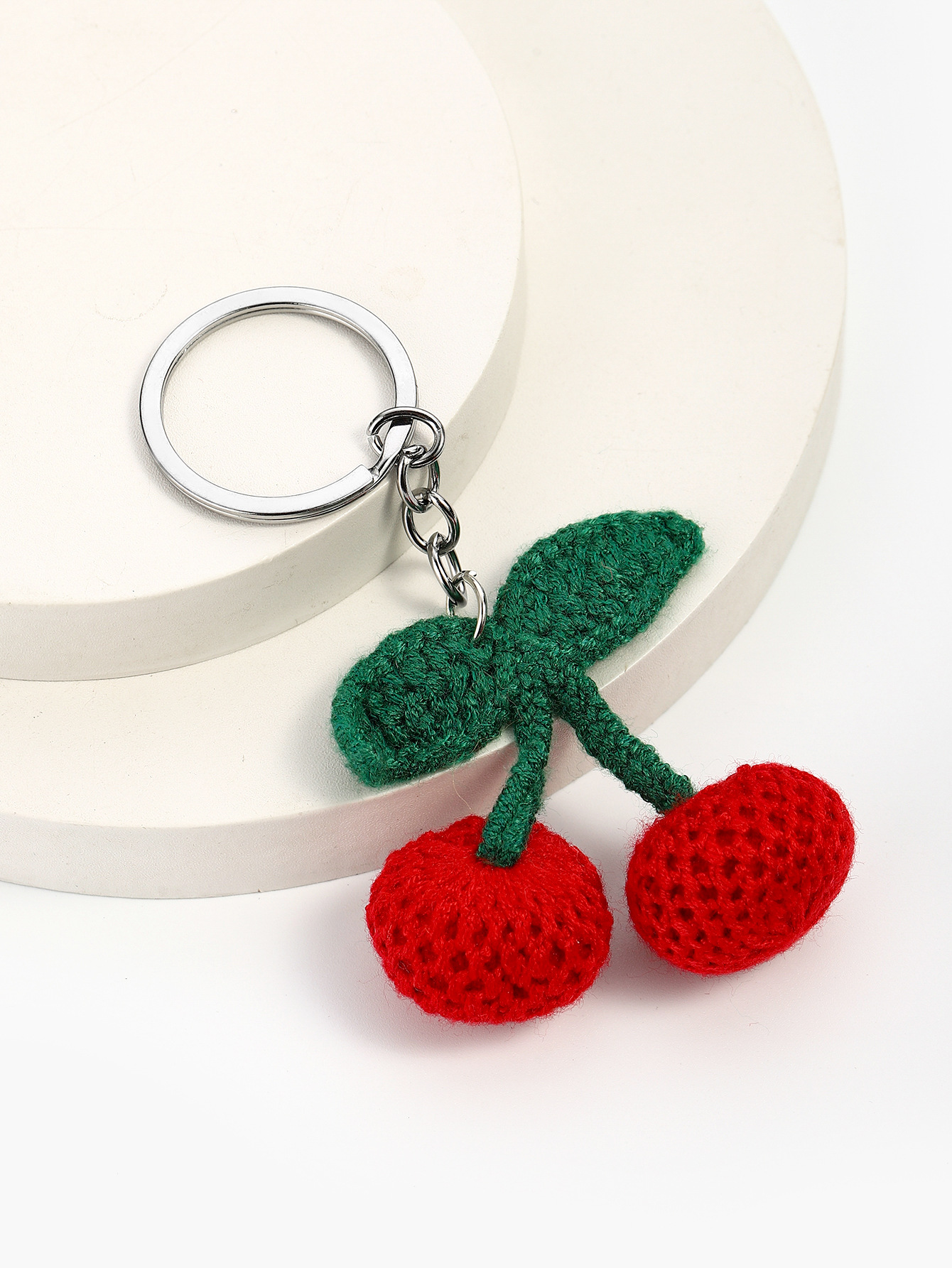 10g Weight Handmade Inlay Material Keychain Classification 1 Piece Quantity Casual, Daily Occasion yarn Material Peach, Cherry, Car Pattern Unisex Gender Cute Style 1 Piece Peach Cherry Car Keychain Yarn Handmade Unisex Cute Keychain 8
