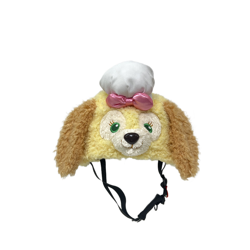 Casco de esquí de peluche muñecas bordadas tridimensionales lindas para niños niñas casco decoración de dibujos animados nueva decoración