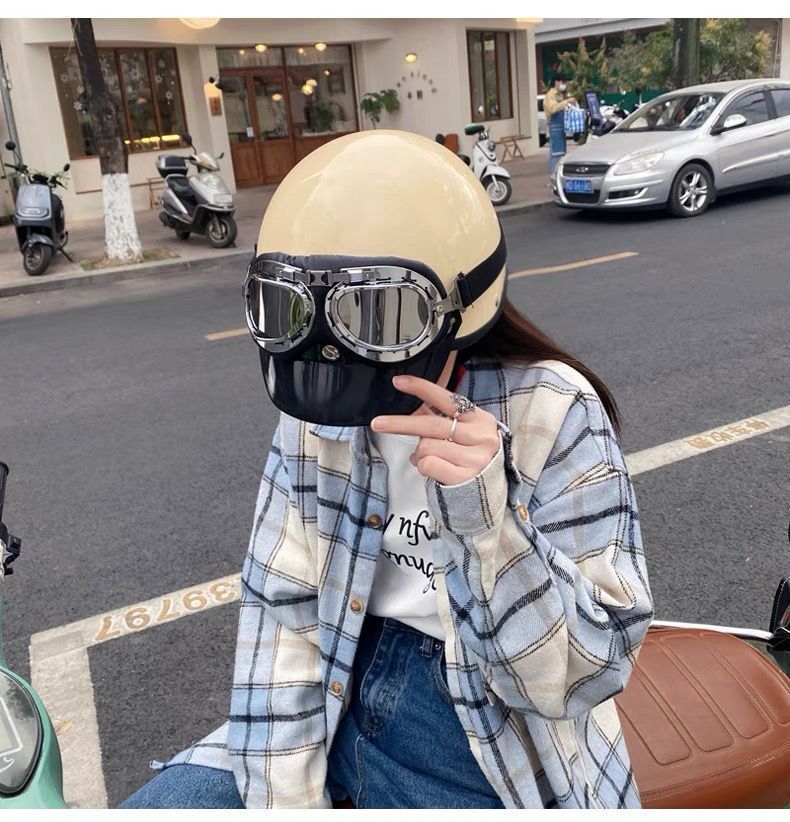 Electric Motorcycle Retro Harley Helmet 3C Half Helmet Summer Sunscreen UV Protection