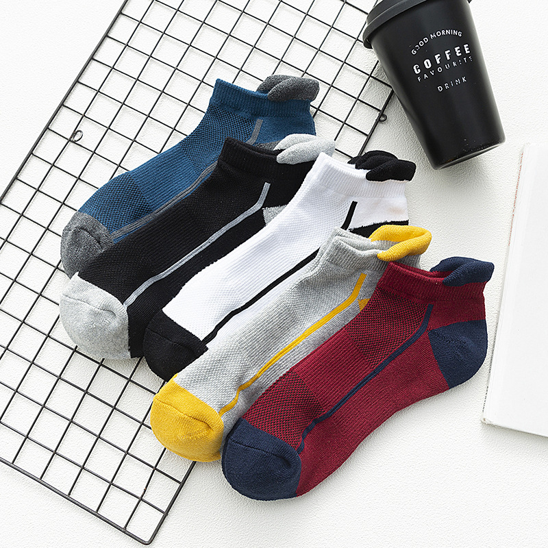 男袜短筒网格运动袜加绒棉底四季袜耳朵竖条纹袜防臭袜吸汗耐穿袜