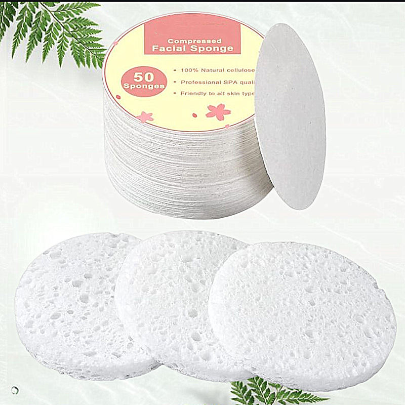 Comercio exterior transfronterizo Venta caliente comprimido de pulpa de madera de algodón lavado de cara soplo de celulosa esponja facial de limpieza facial soplo de maquillaje removedor de soplo
